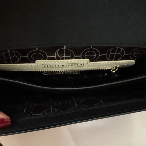 Henri Bendel Black Leather Shoulder Bag with Gold Accents - Picture 6 of 15